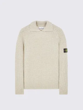 Polo Collar Knit Sweater in Pure Wool