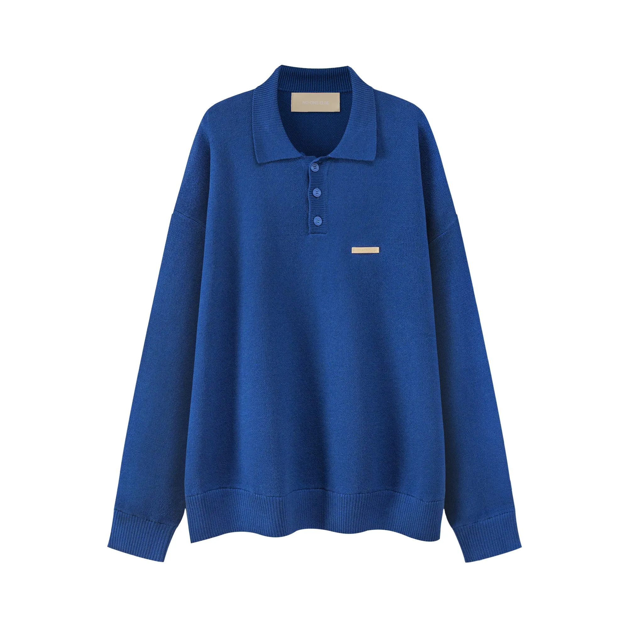 Polo Collar Long Sleeve Knit Sweater