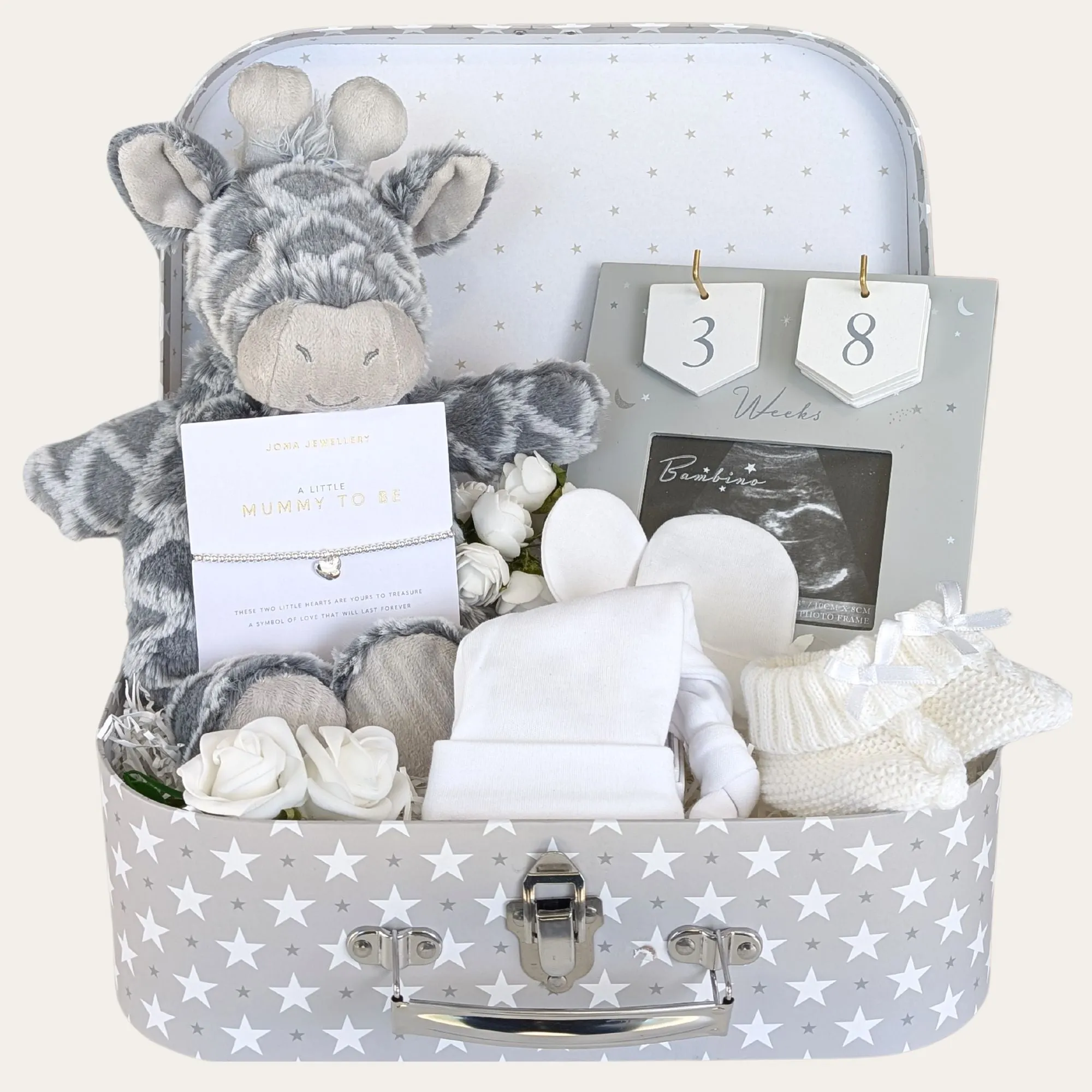 Pregnancy Gifts Hamper, Can't Wait To Meet You, With Silver Bracelet