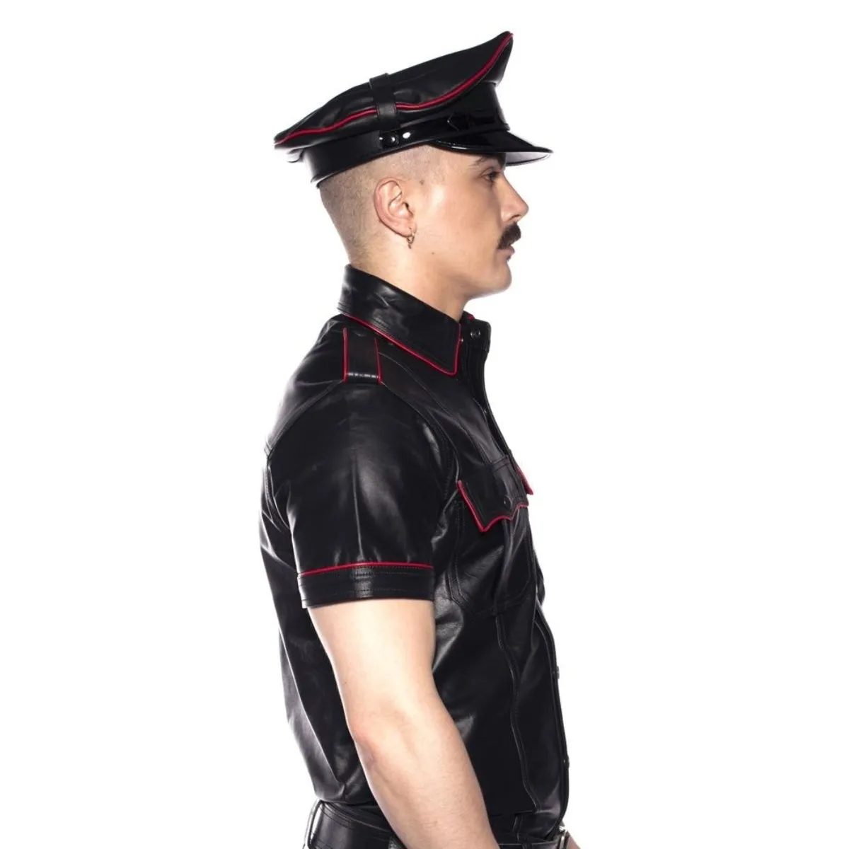 Prowler RED Leather Police Shirt Black Red XS