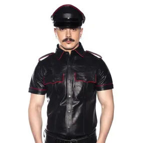 Prowler RED Leather Police Shirt Black Red XS