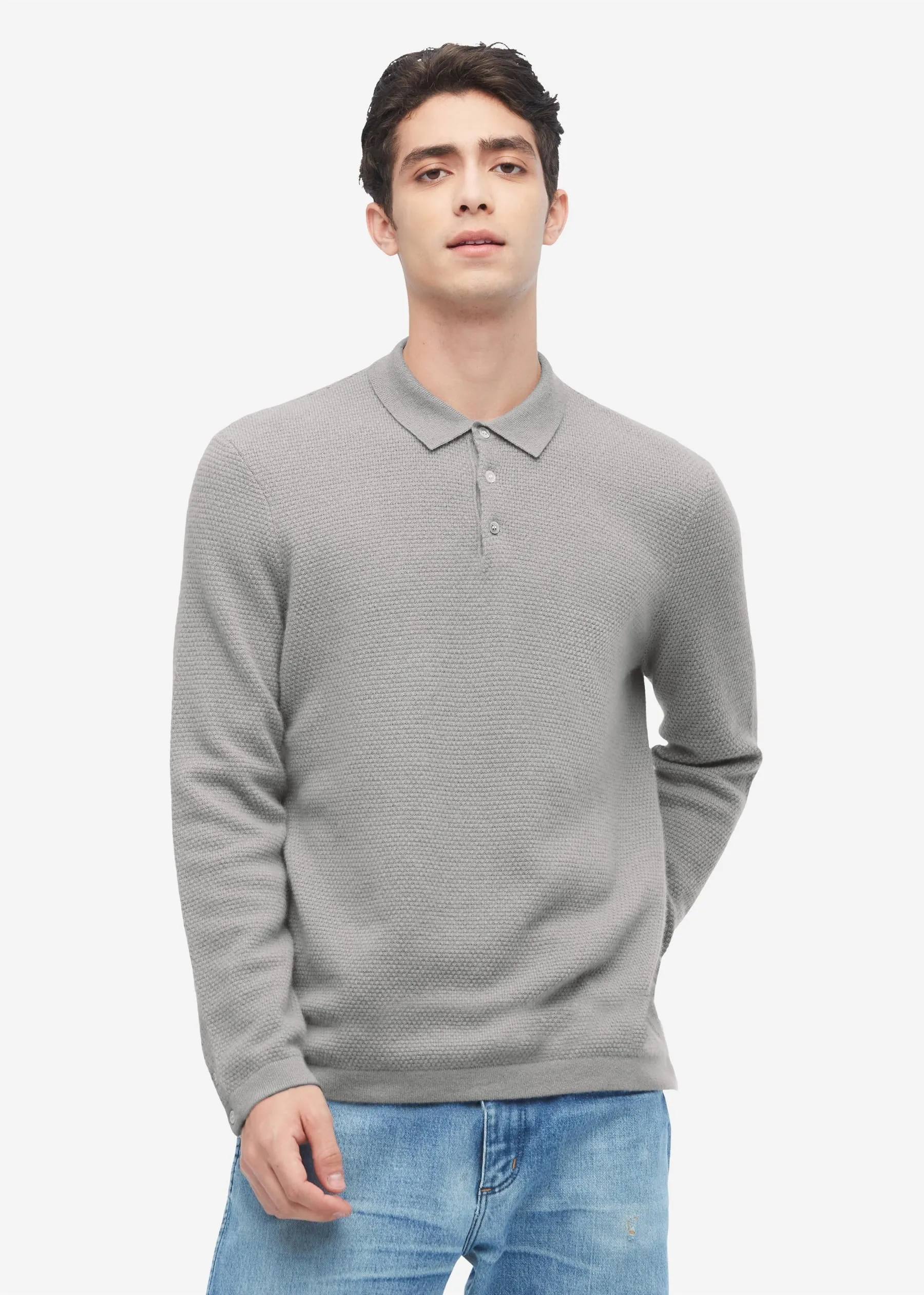 Pure Cashmere Polo Sweater For Men LILYSILK Factory