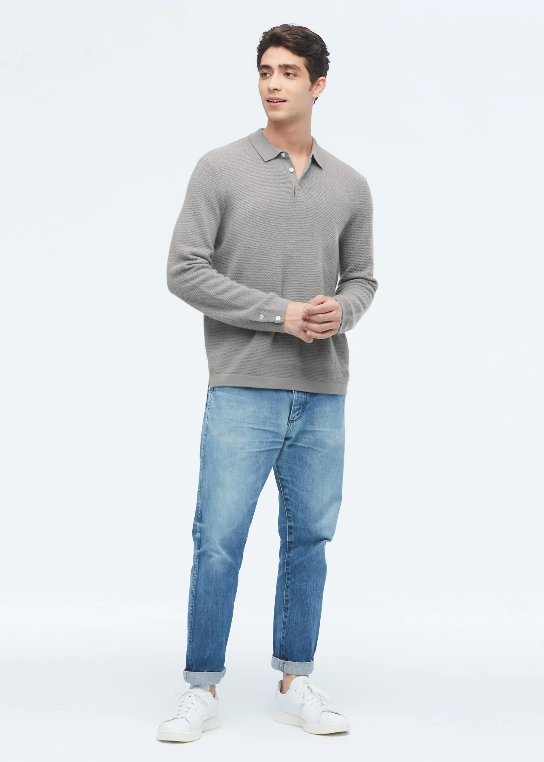 Pure Cashmere Polo Sweater For Men LILYSILK Factory