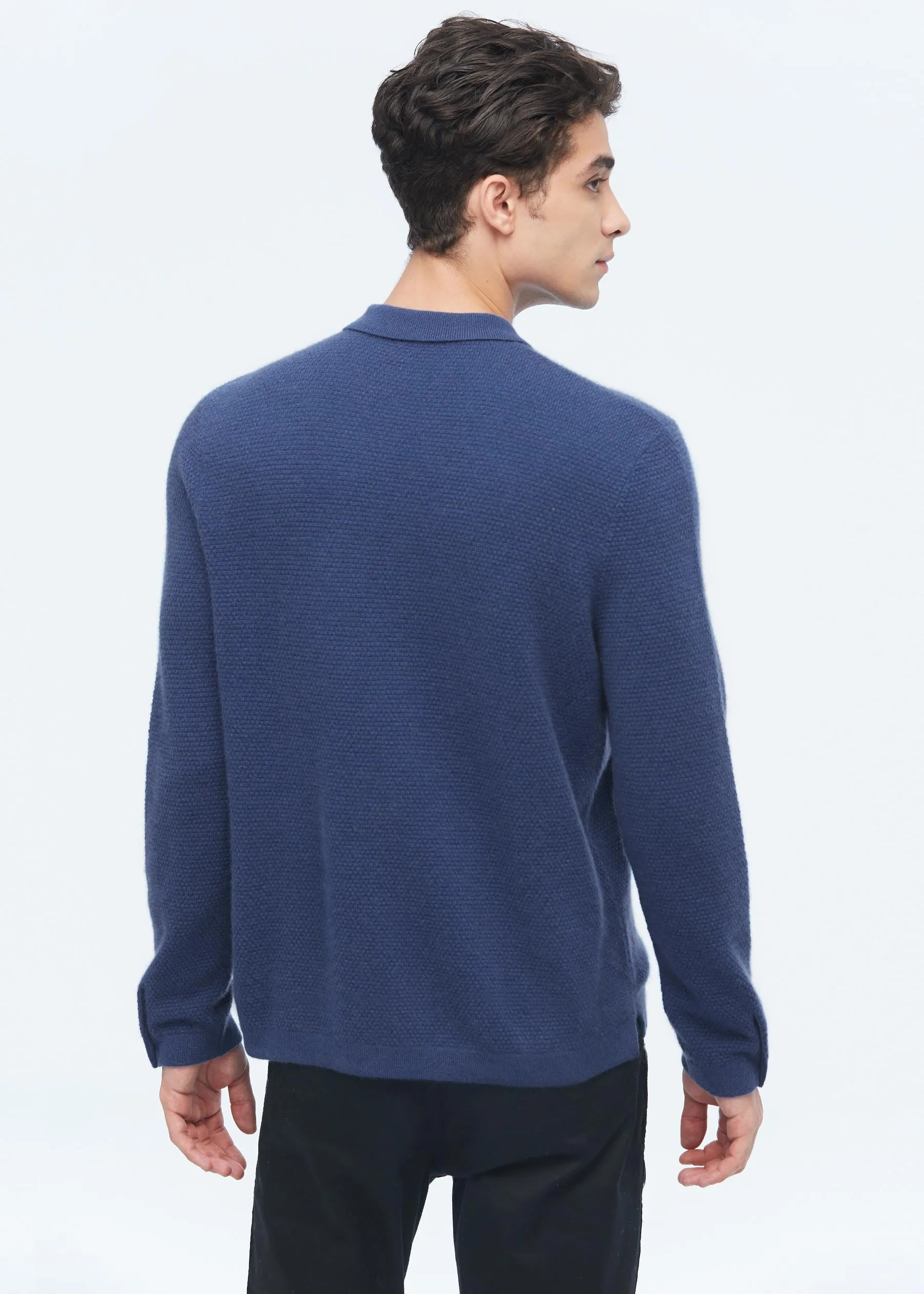 Pure Cashmere Polo Sweater For Men LILYSILK Factory