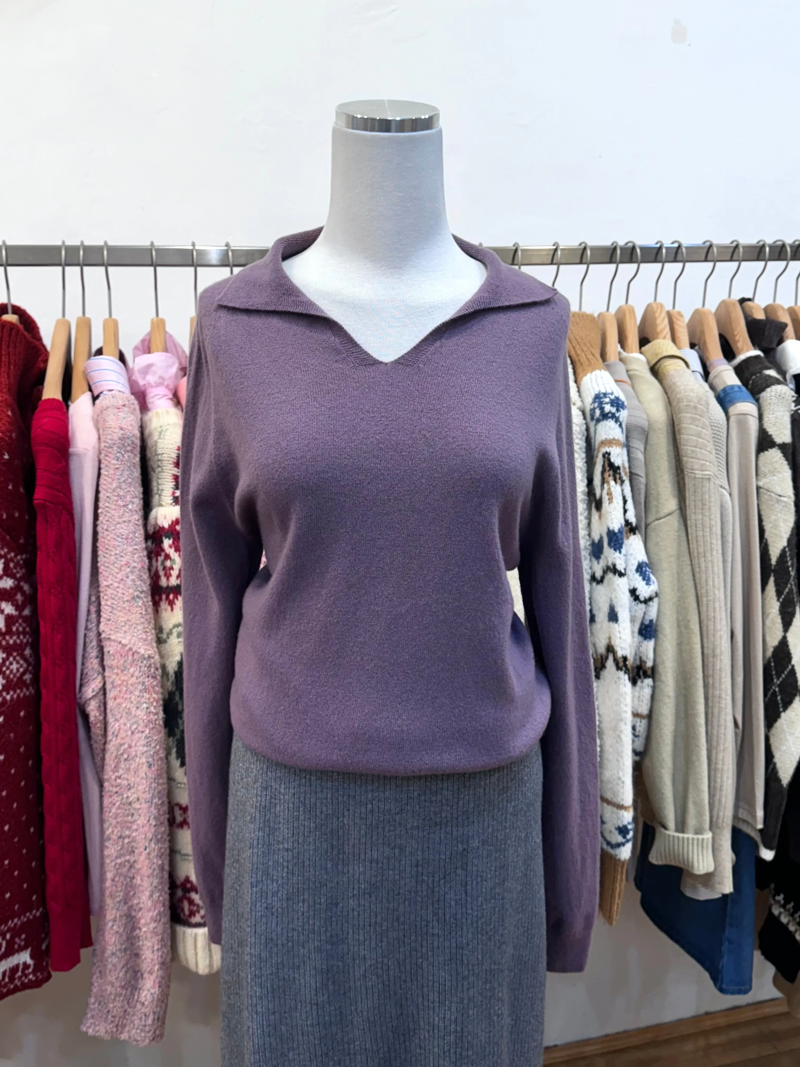 Purple Cashmere and Wool Blended Top