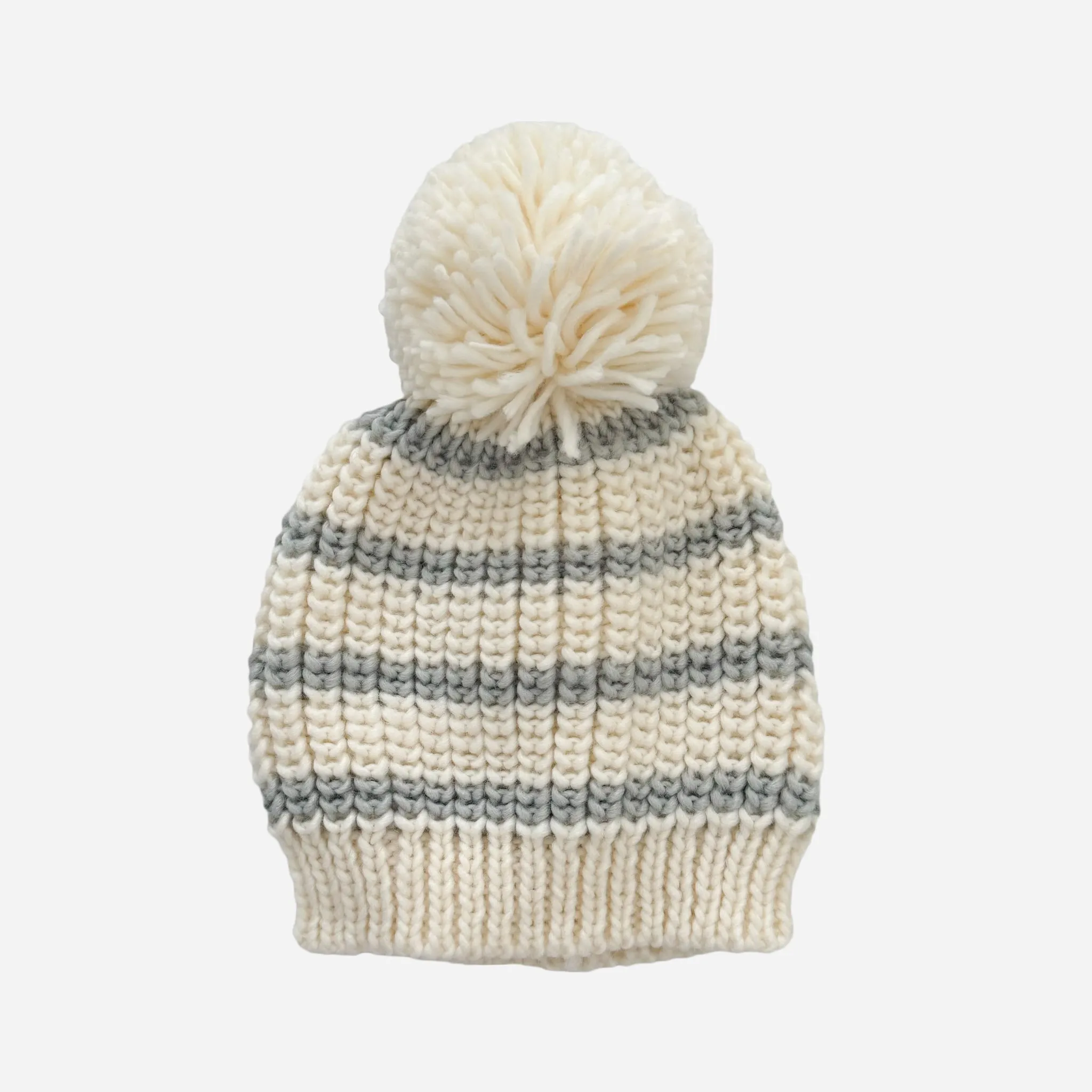 Rib Knit Stripe Hat, Bowie Grey