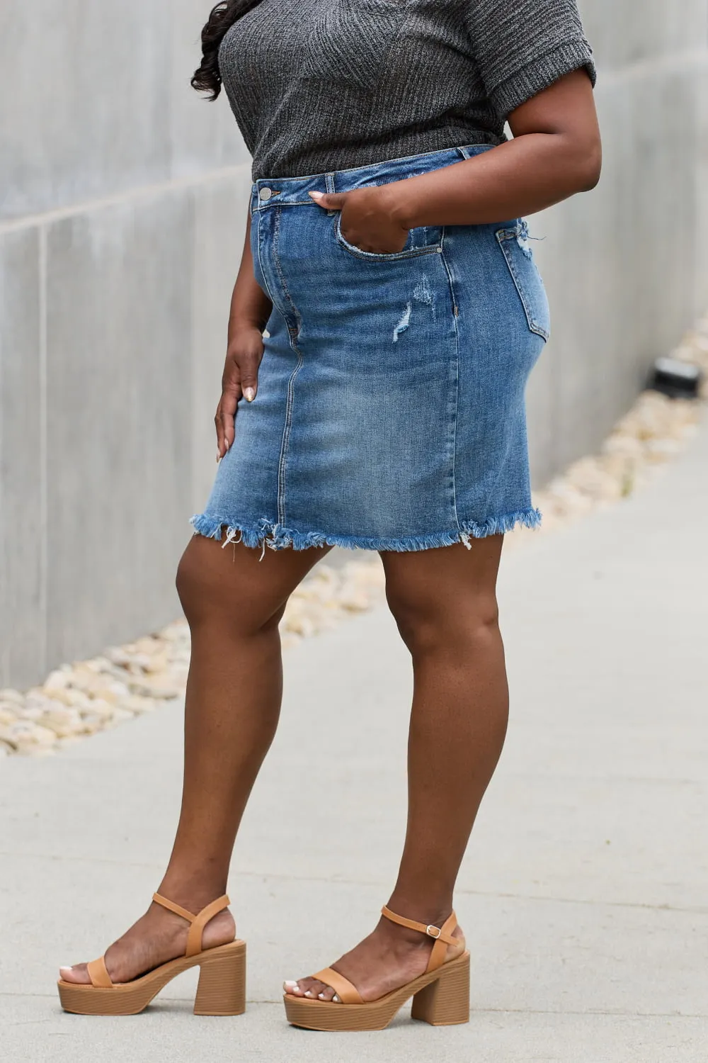 RISEN Amelia Full Size Denim Mini Skirt