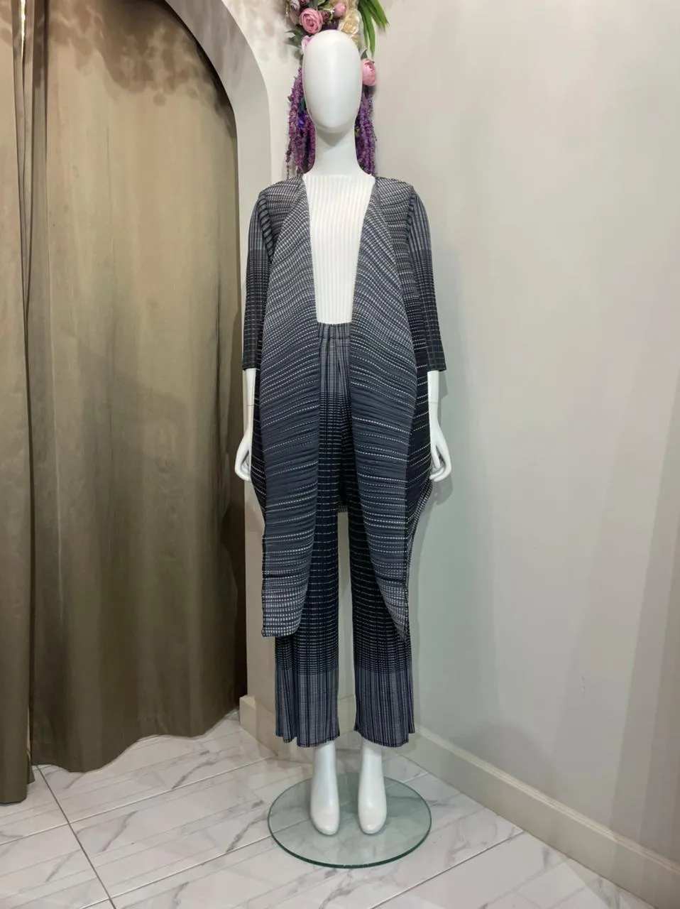 Romina Lapel Cardigan With Pants Set