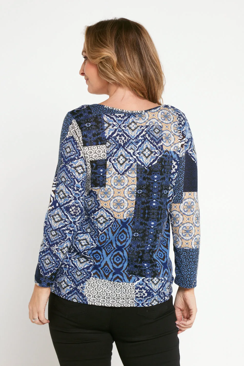 Rory Knit Top - Blue Ceramic