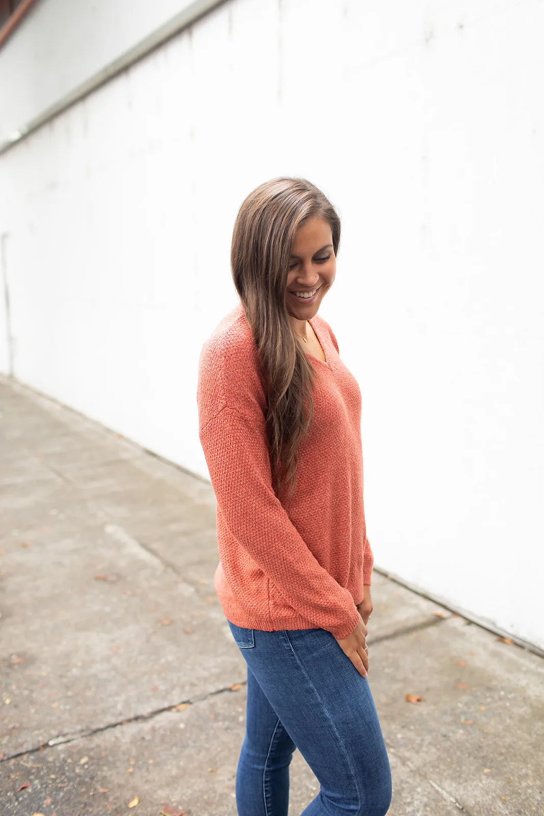 Rust Vneck Knit Sweater (SM-XL)