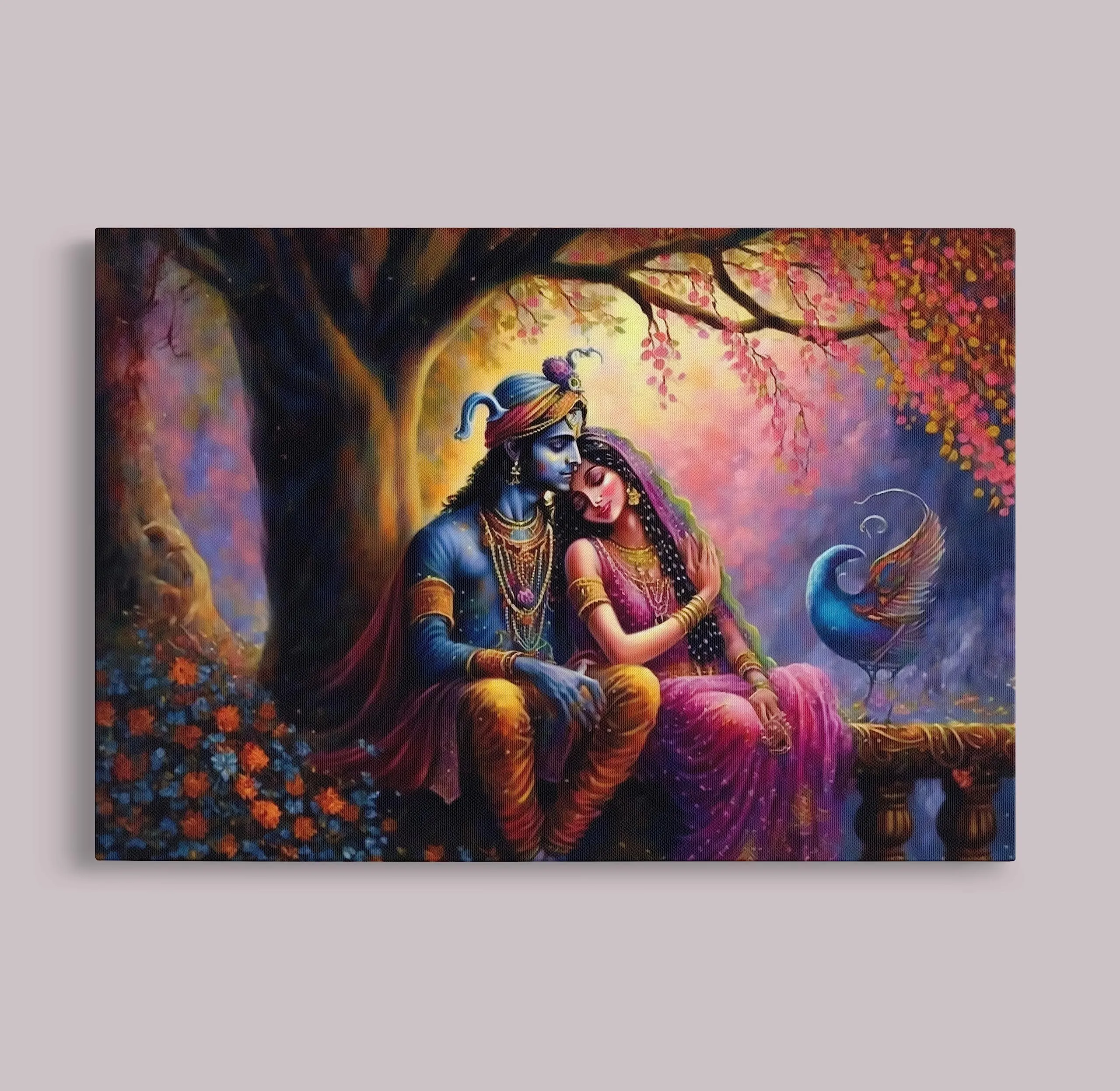 Scpmarts Create Your Desire Radha Krishna Canvas Painting Radha Krishna Wall Decoration Abstract Painting Radha Krishna Wall Art Radha Framed (Radha Krishna 7, 20 Inch X 14 Inch) - Wood