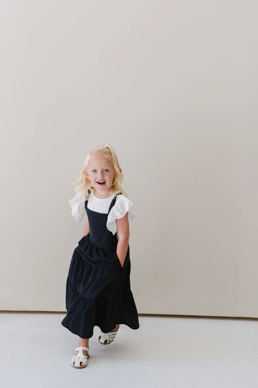 Shay Overall Dress in Navy Blue - Kids