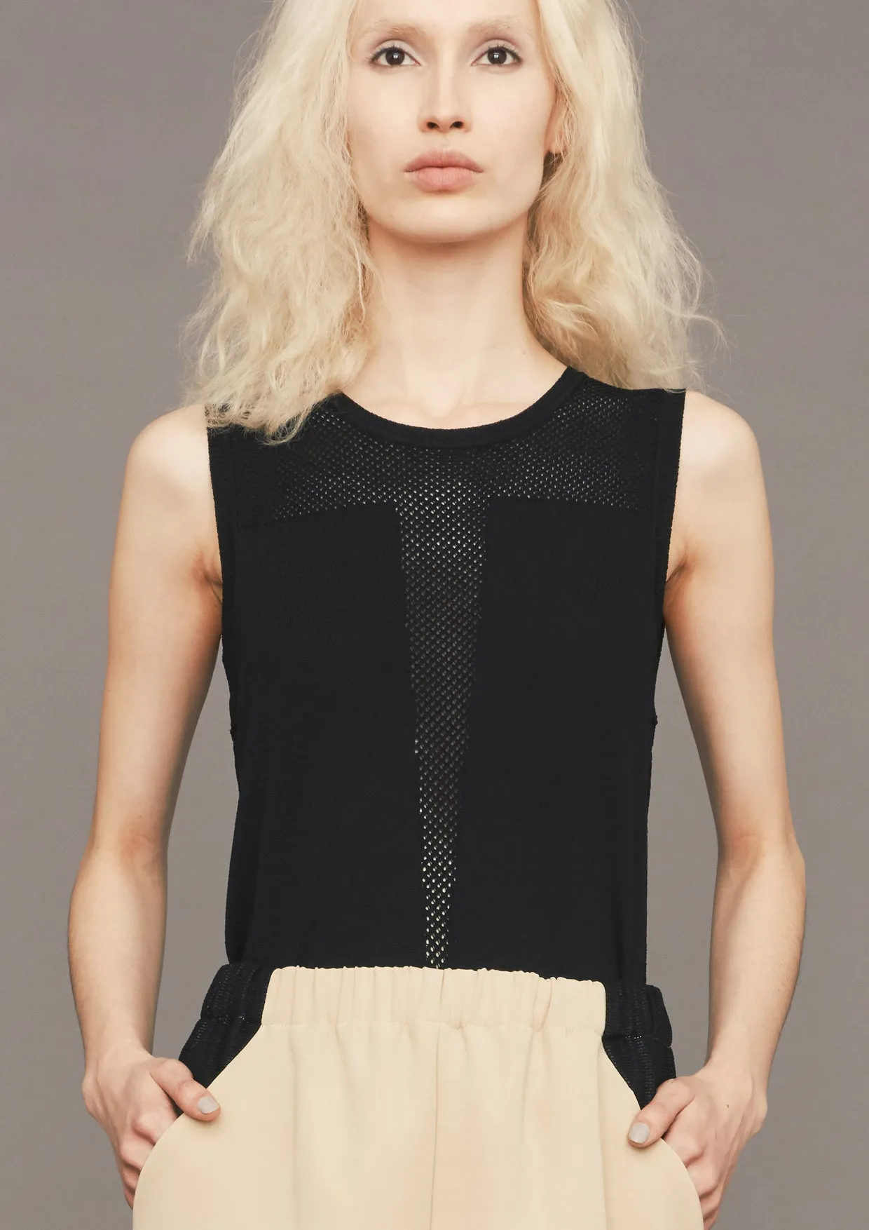 SHIRT SLEEVELESS STRETCH - KNIT black