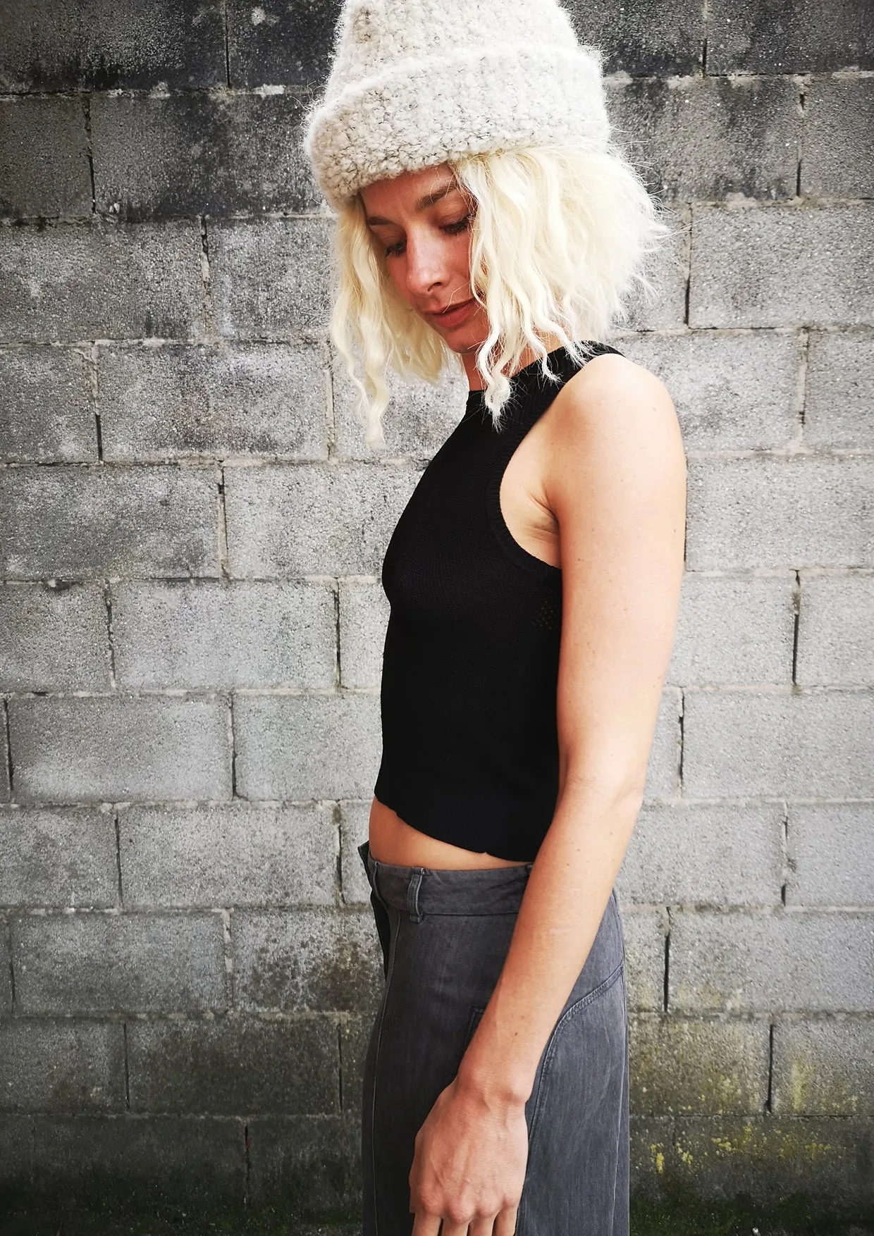 SHIRT SLEEVELESS STRETCH - KNIT black