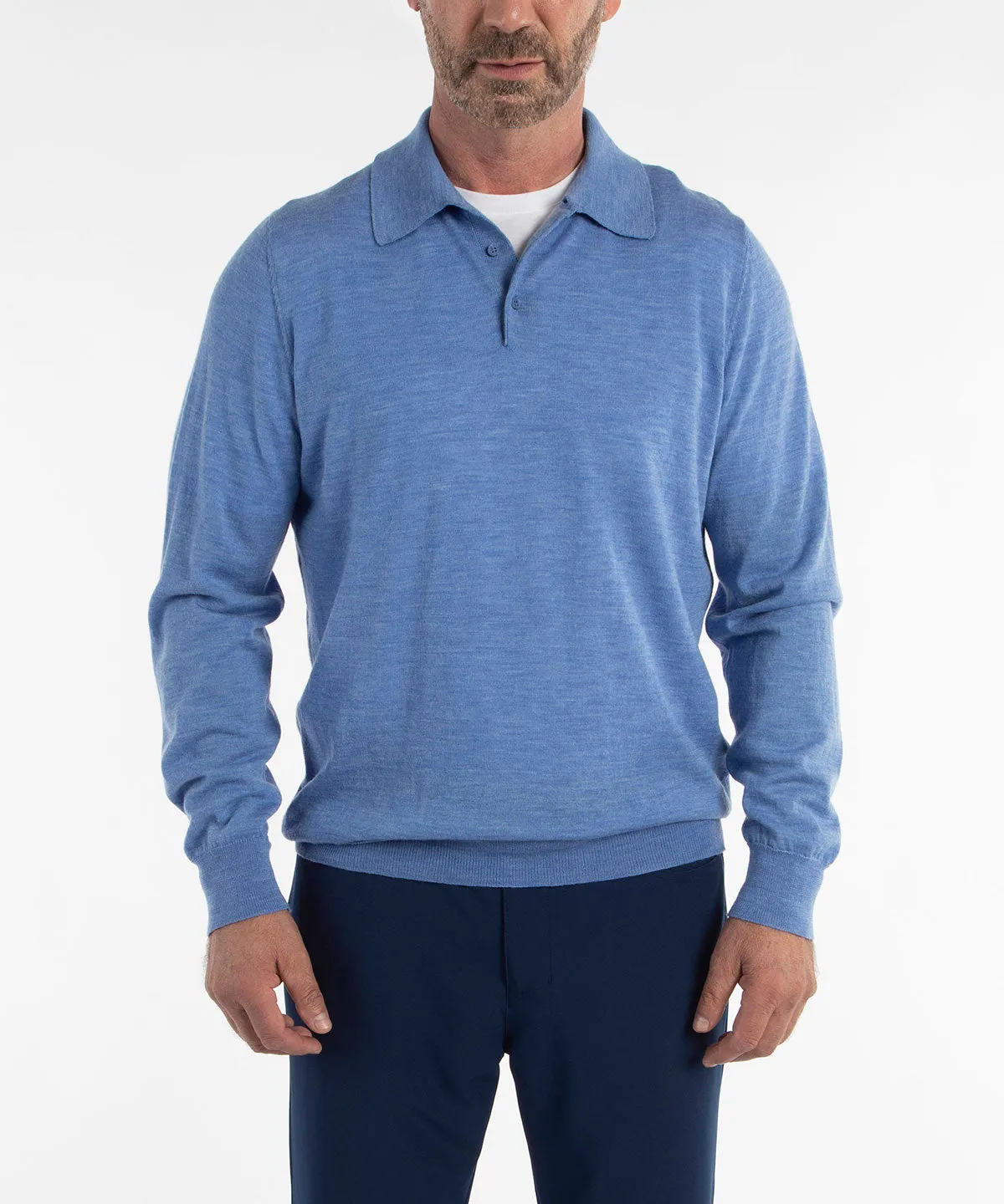 Signature Ultra Light 100% Merino Wool Long-Sleeve Polo Sweater