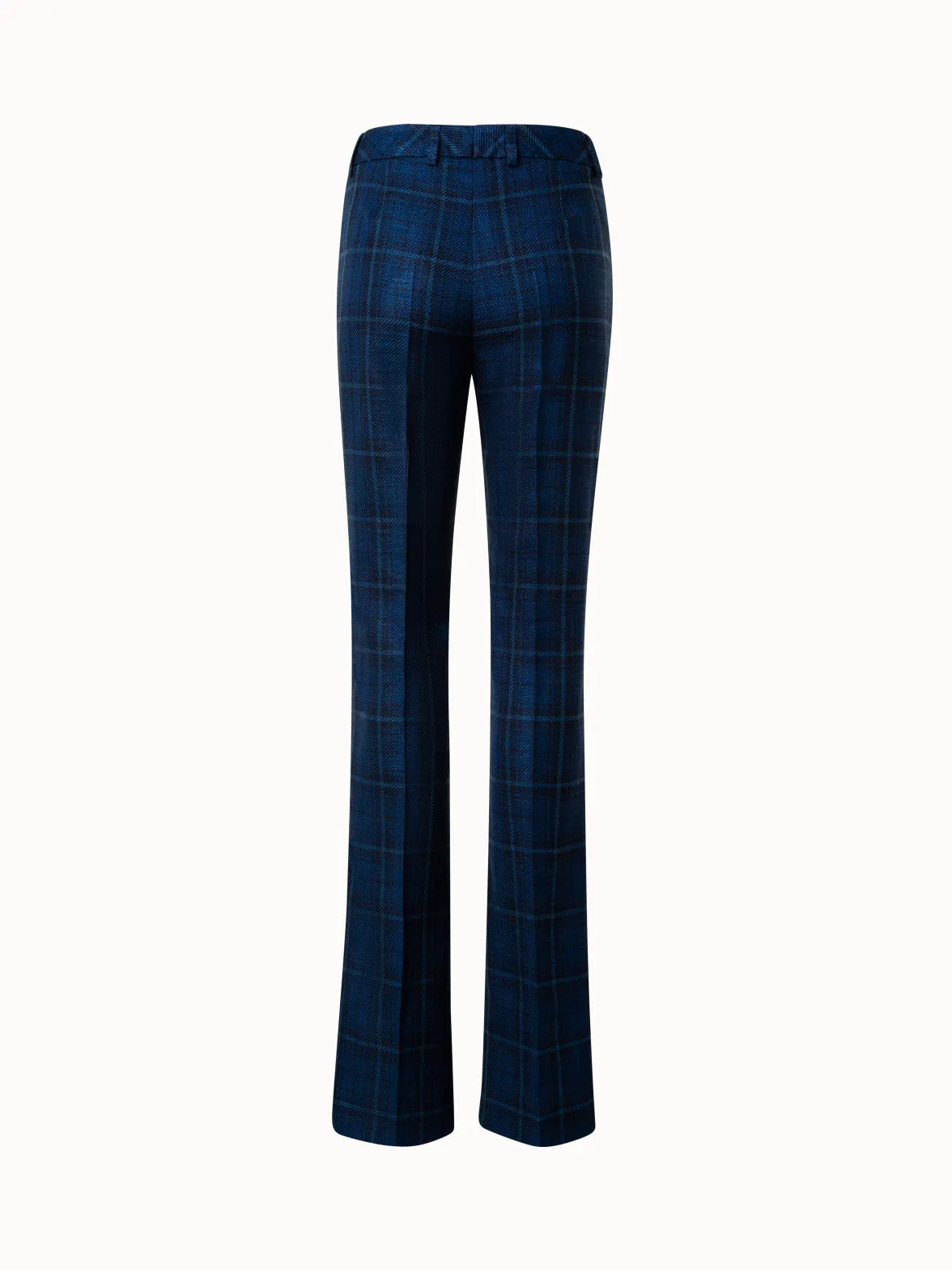 Silk Cotton Check Pants with Slight Bootcut