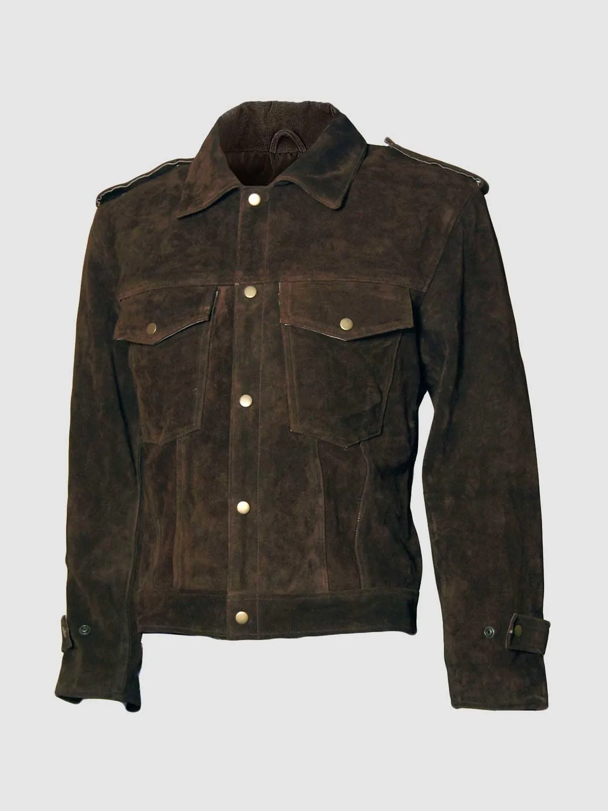 Size 2XL Brown Suede Leather Jacket for Men