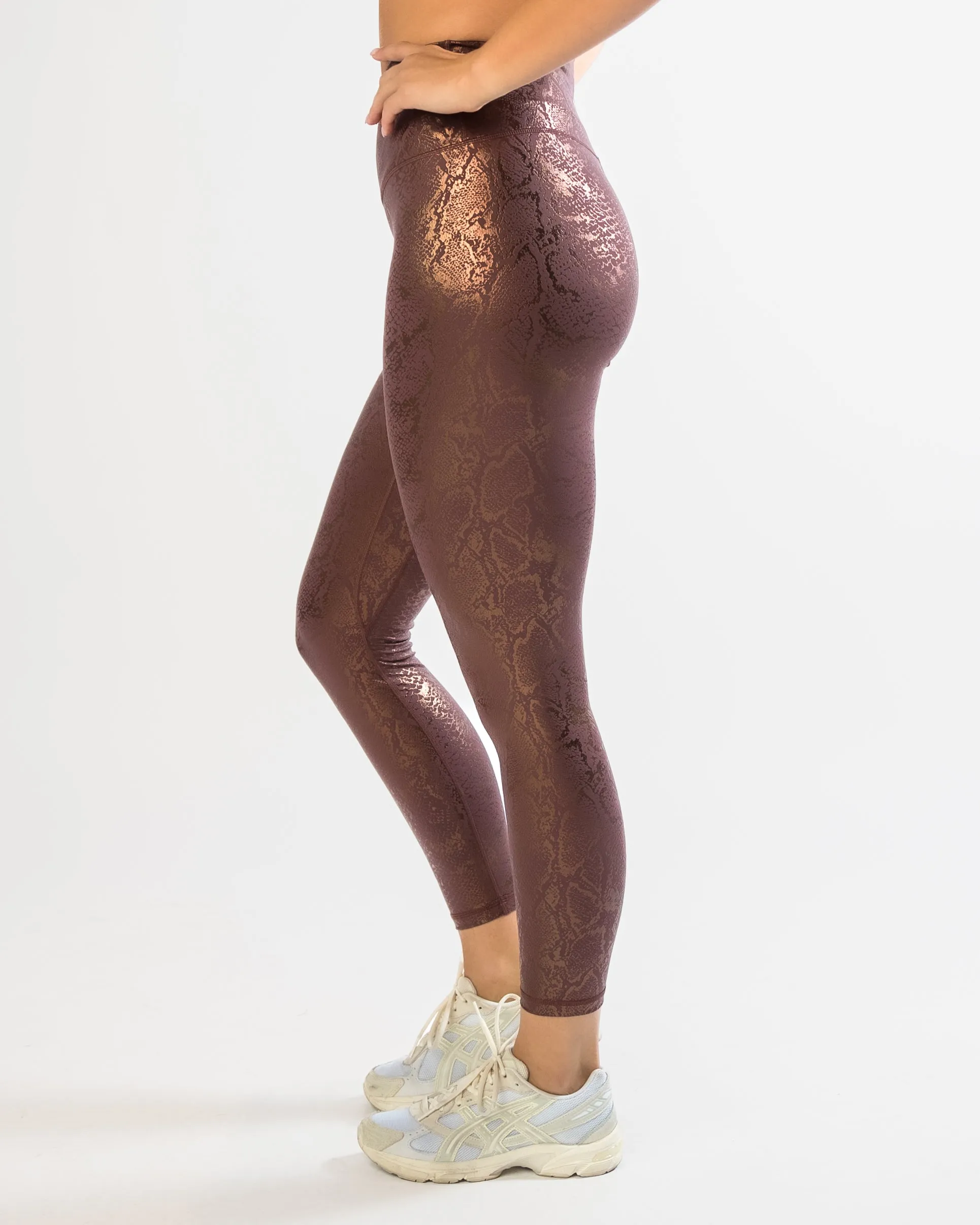 Skin Salutation Leggings - Fossil/Rose Gold Snake Foil