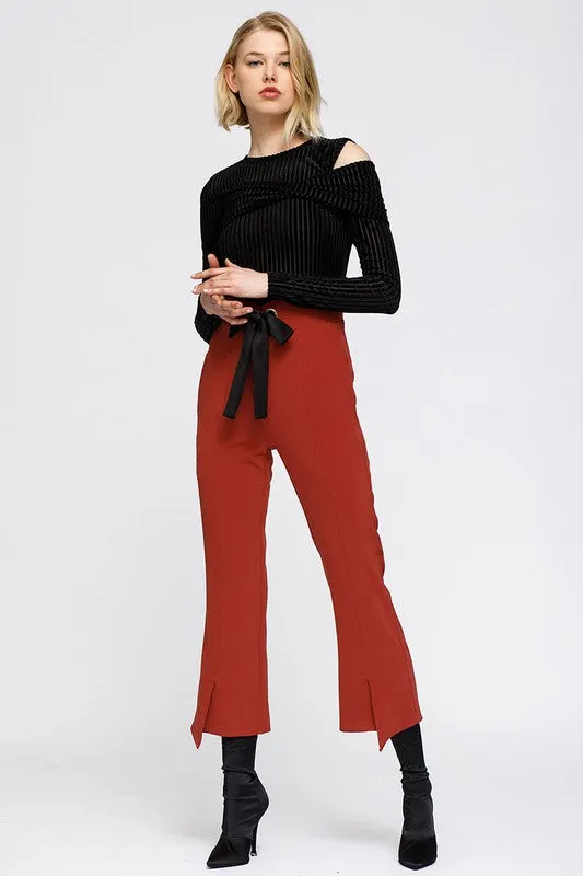 Sky's In View High Waist Front Slit Trouser