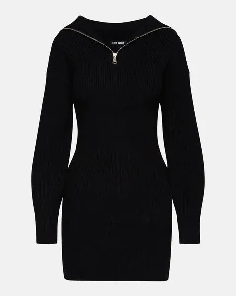 STE Rowena Rib Knit Half-Zip Collar Long Sleeve Sweater Dress