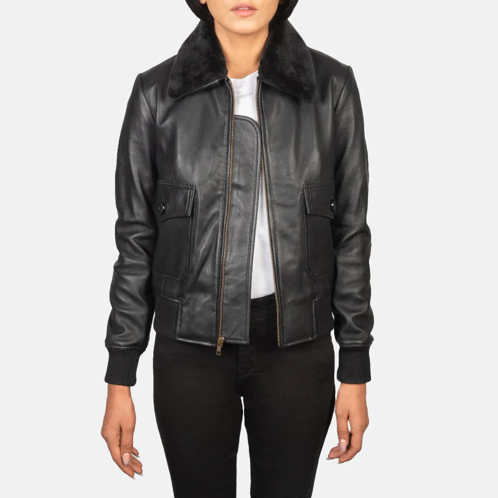 Stella G-1 Black Leather Bomber Jacket