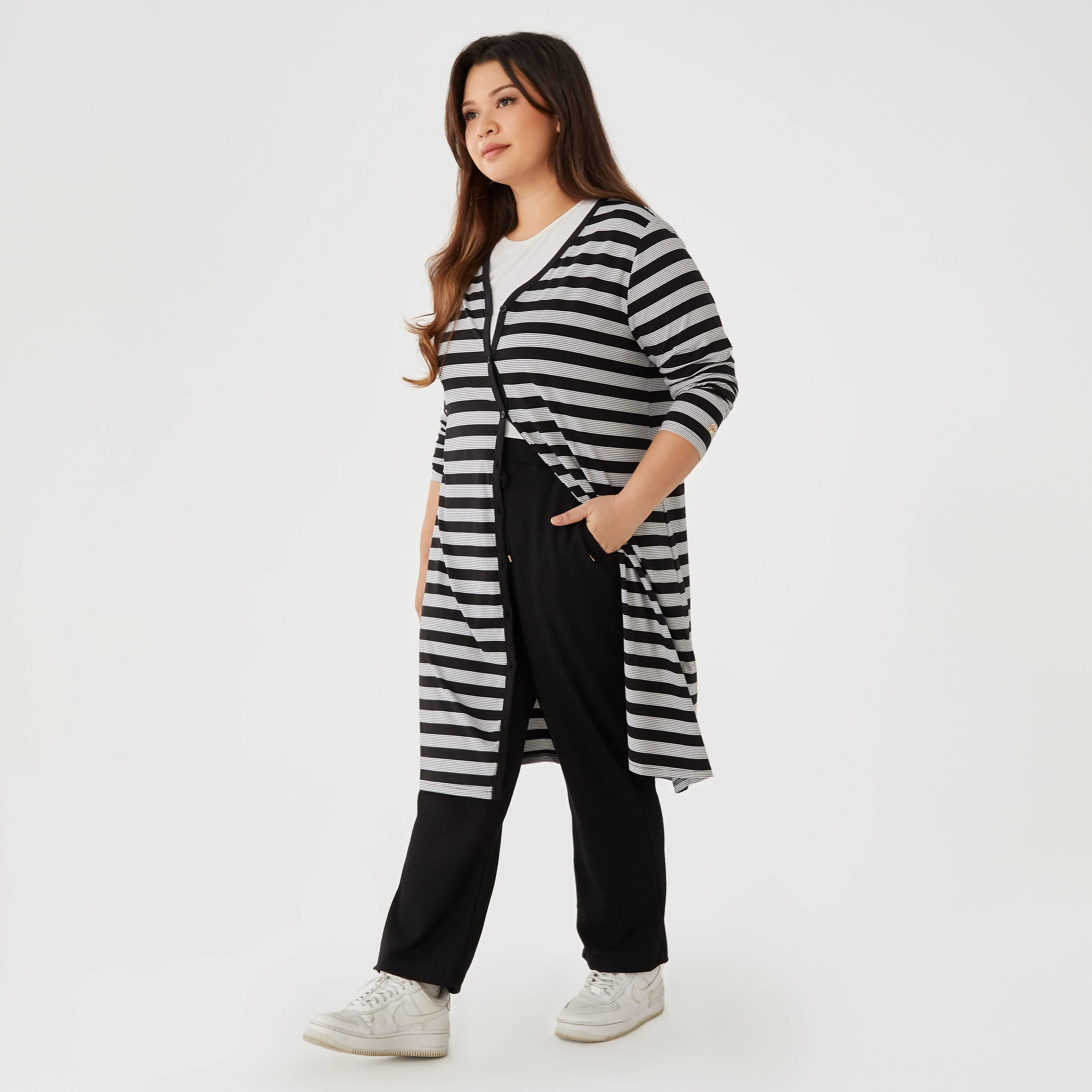 Stripe Long Cardigan