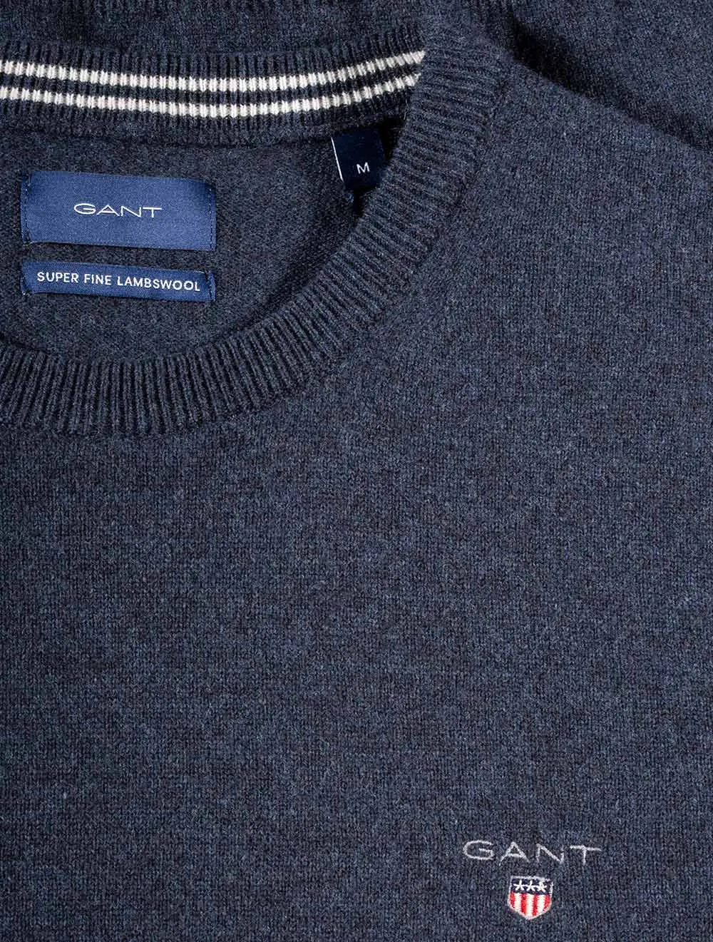 Super Fine Lambswool Crewneck Sweater Dark Navy Melange