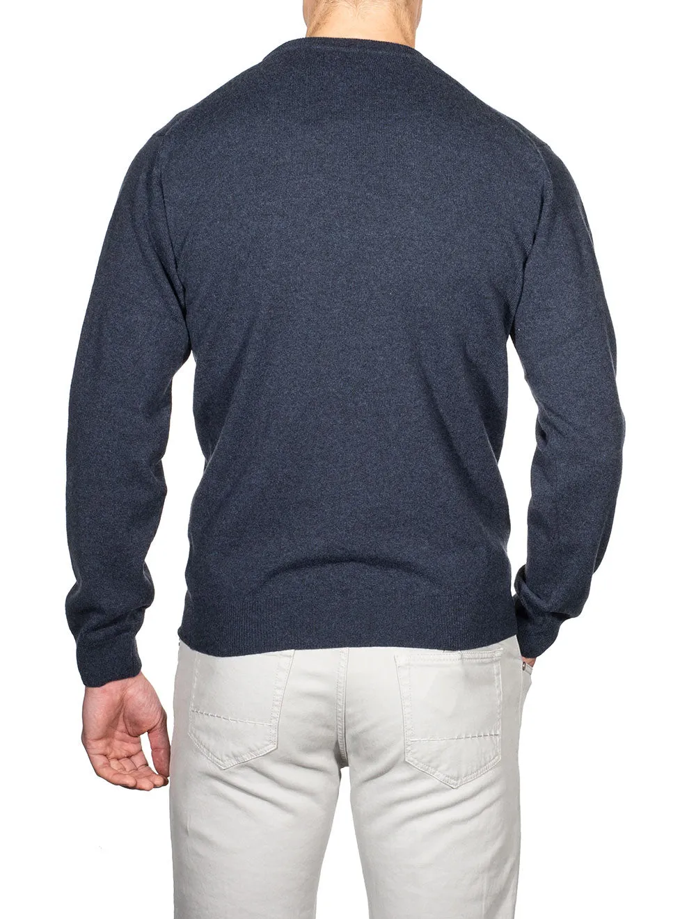 Super Fine Lambswool Crewneck Sweater Dark Navy Melange