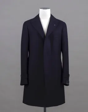 Tagliatore Single Breasted Wool Overcoat / Navy