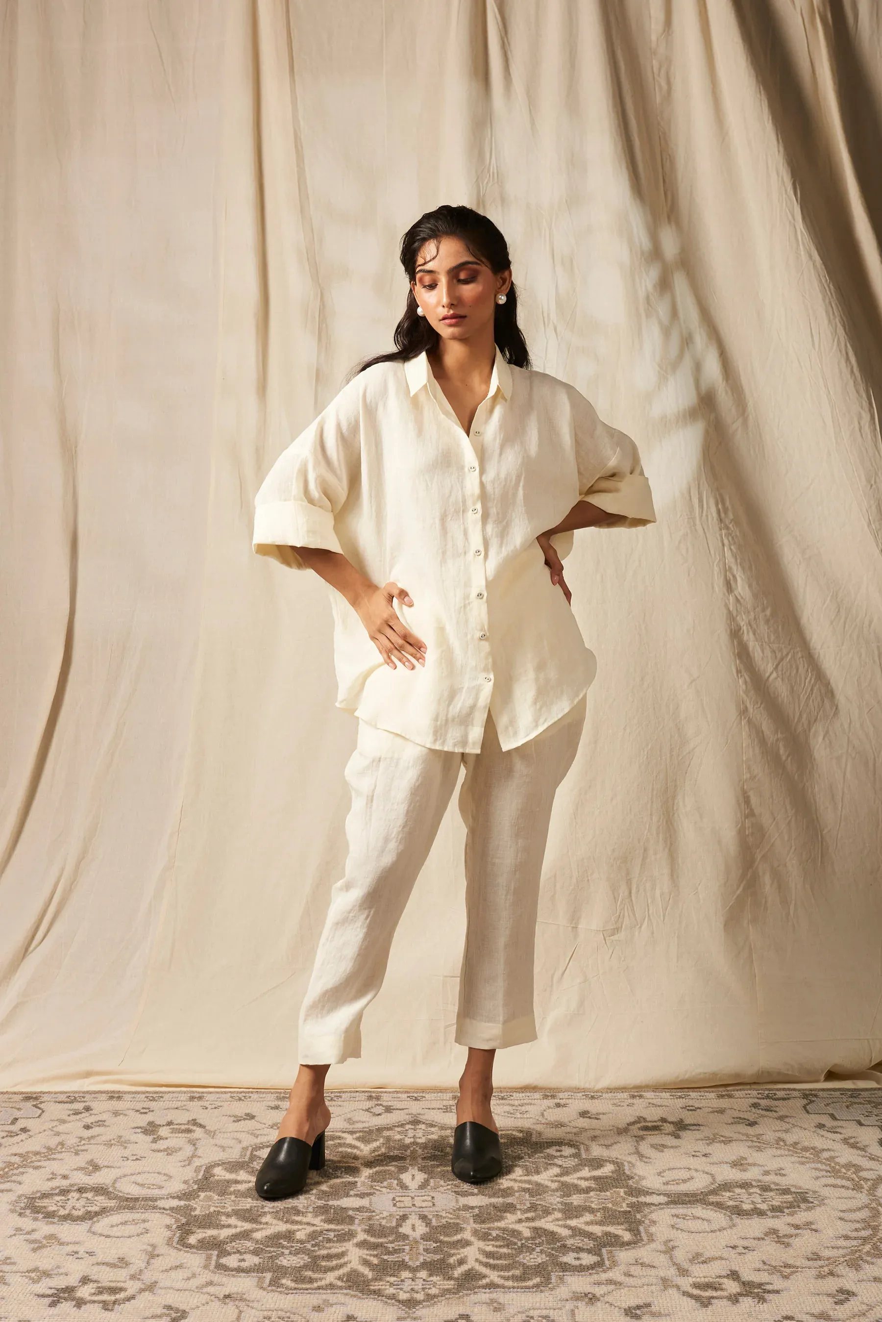 Taj Linen Oversized Flare Shirt Set