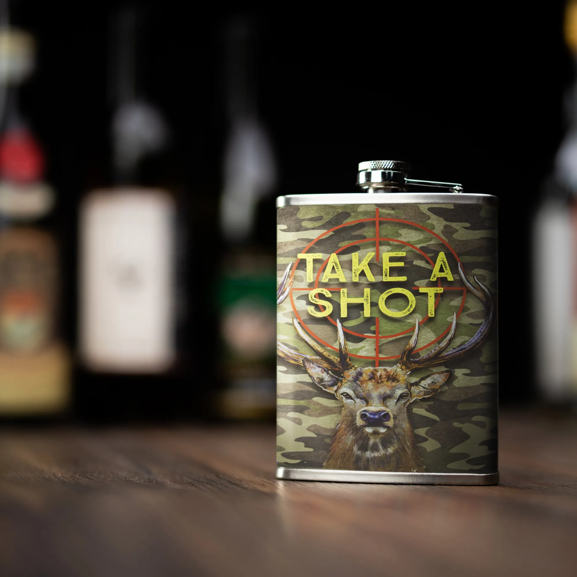 Take A Shot Stainless Steel 8 oz Liquor Flask