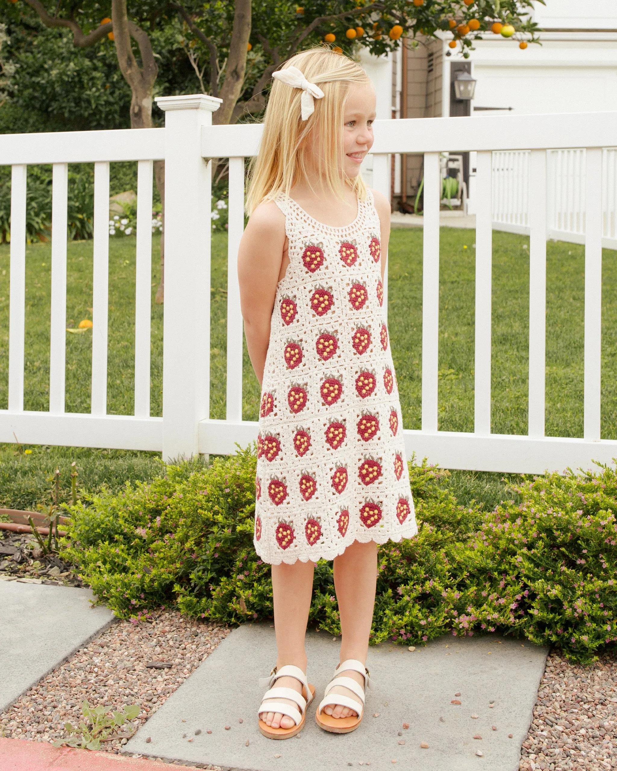 The Crochet Tank Mini Dress Dress by Rylee   Cru - Strawberry - KIDS