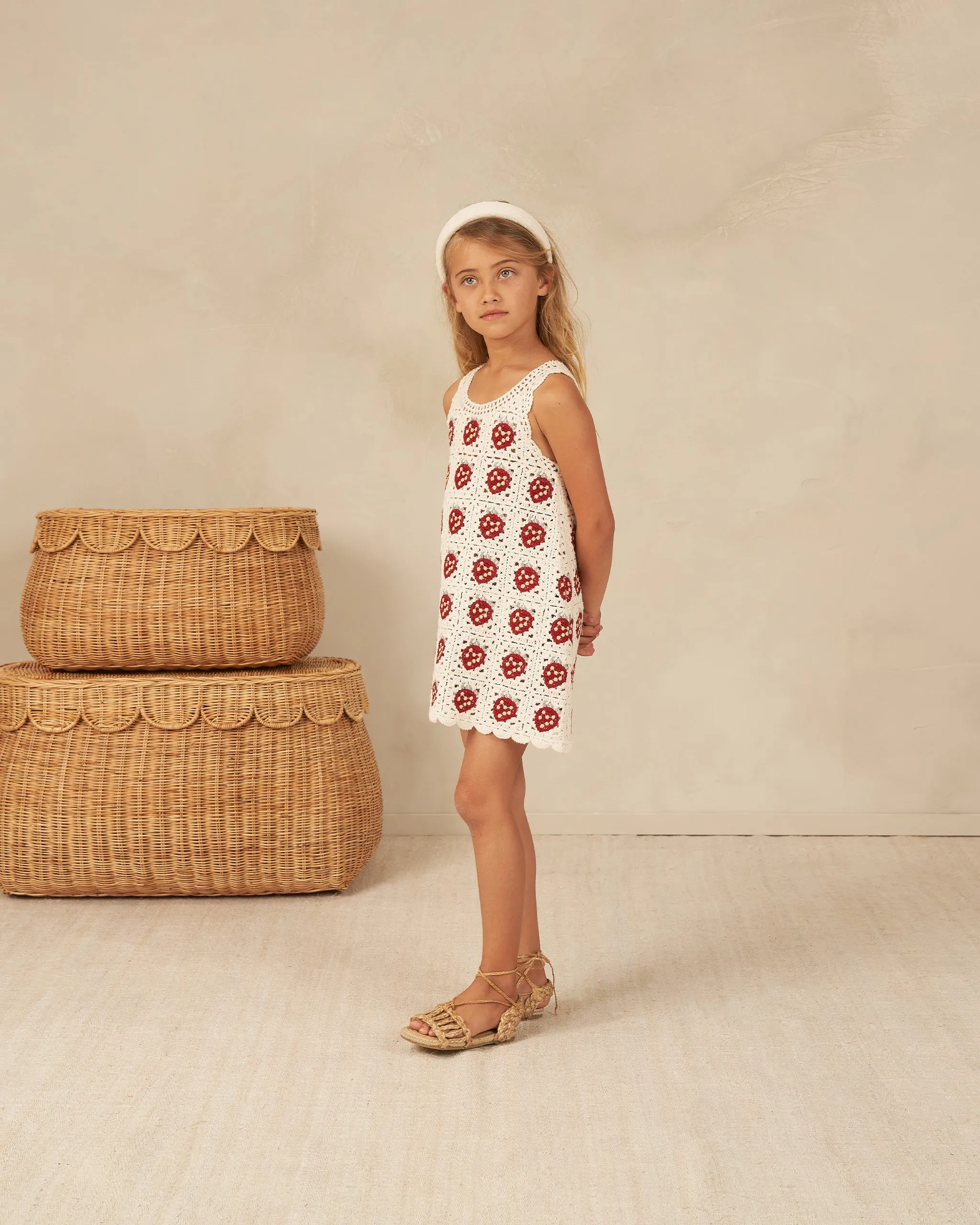 The Crochet Tank Mini Dress Dress by Rylee   Cru - Strawberry - KIDS