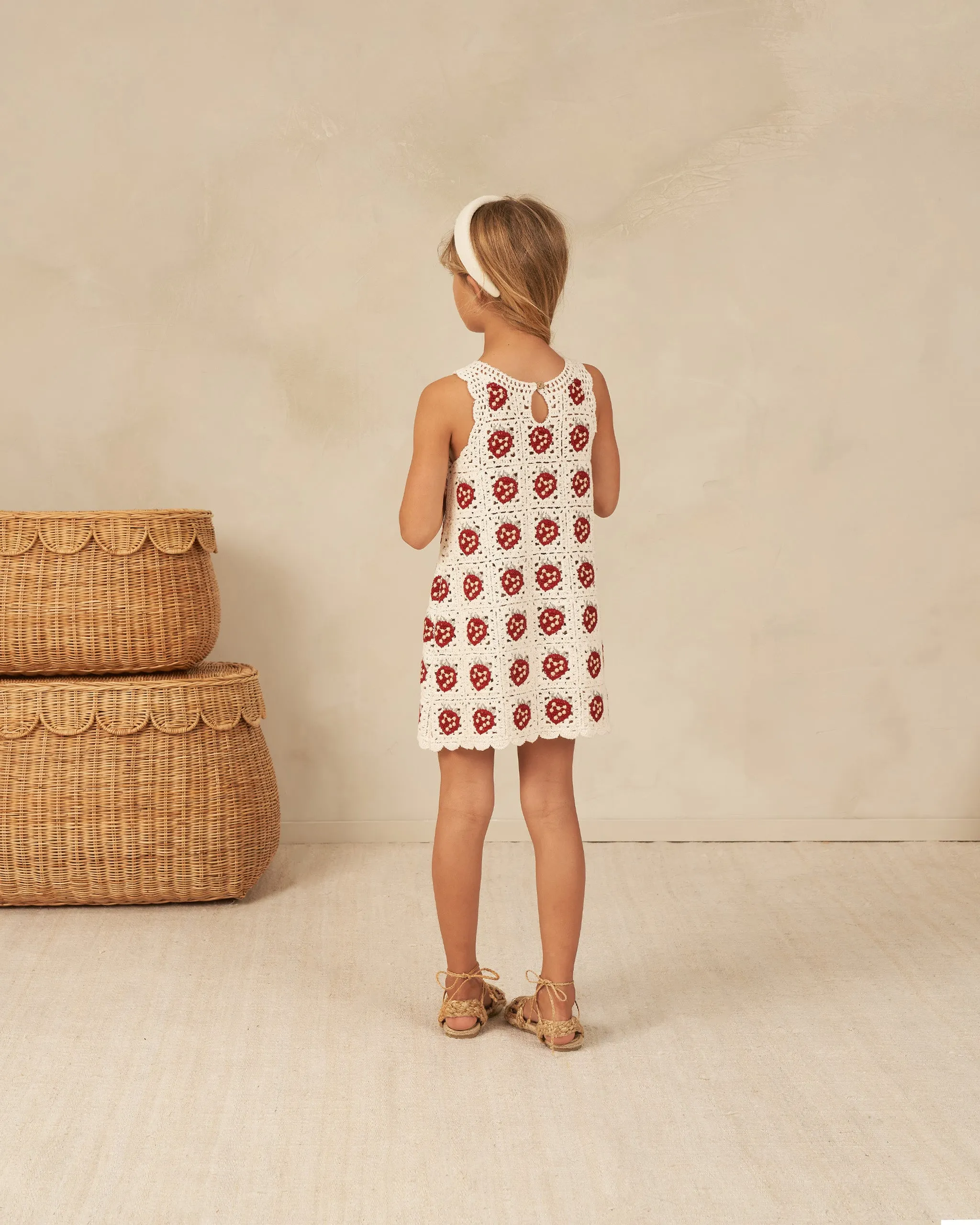 The Crochet Tank Mini Dress Dress by Rylee   Cru - Strawberry - KIDS