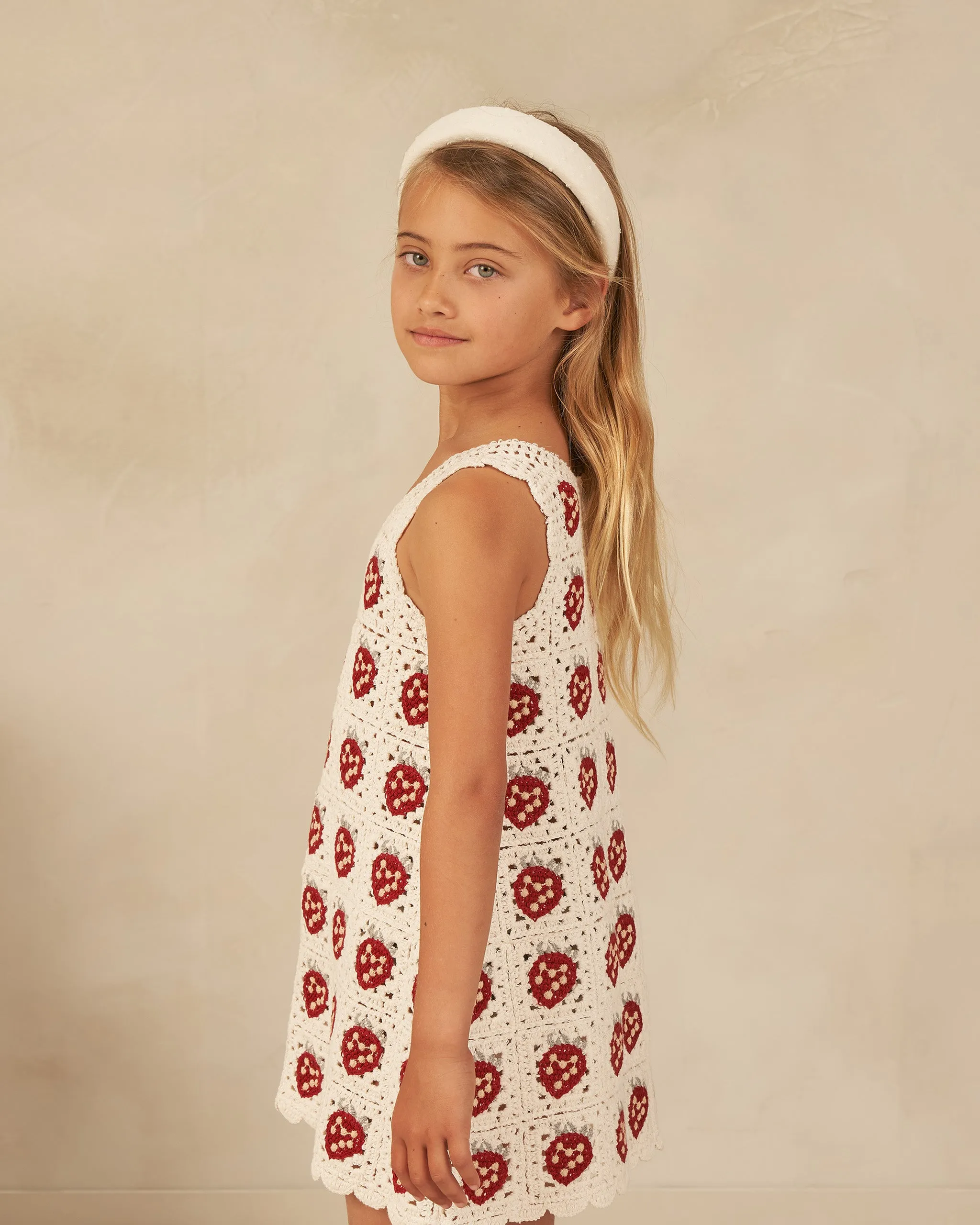 The Crochet Tank Mini Dress Dress by Rylee   Cru - Strawberry - KIDS