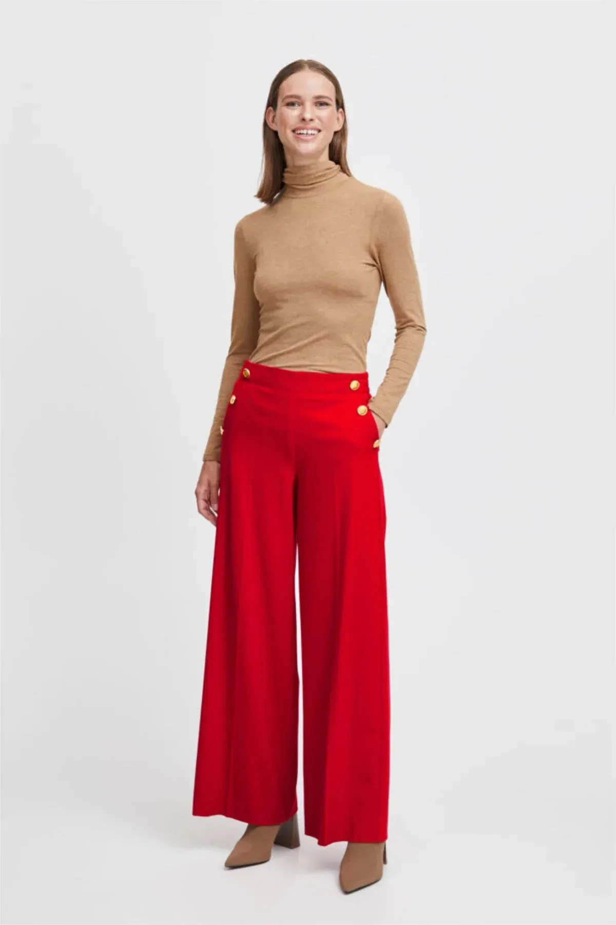 The Danta Button Trouser - Holiday Red