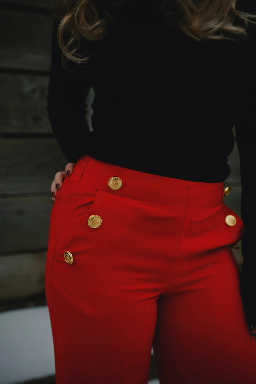 The Danta Button Trouser - Holiday Red