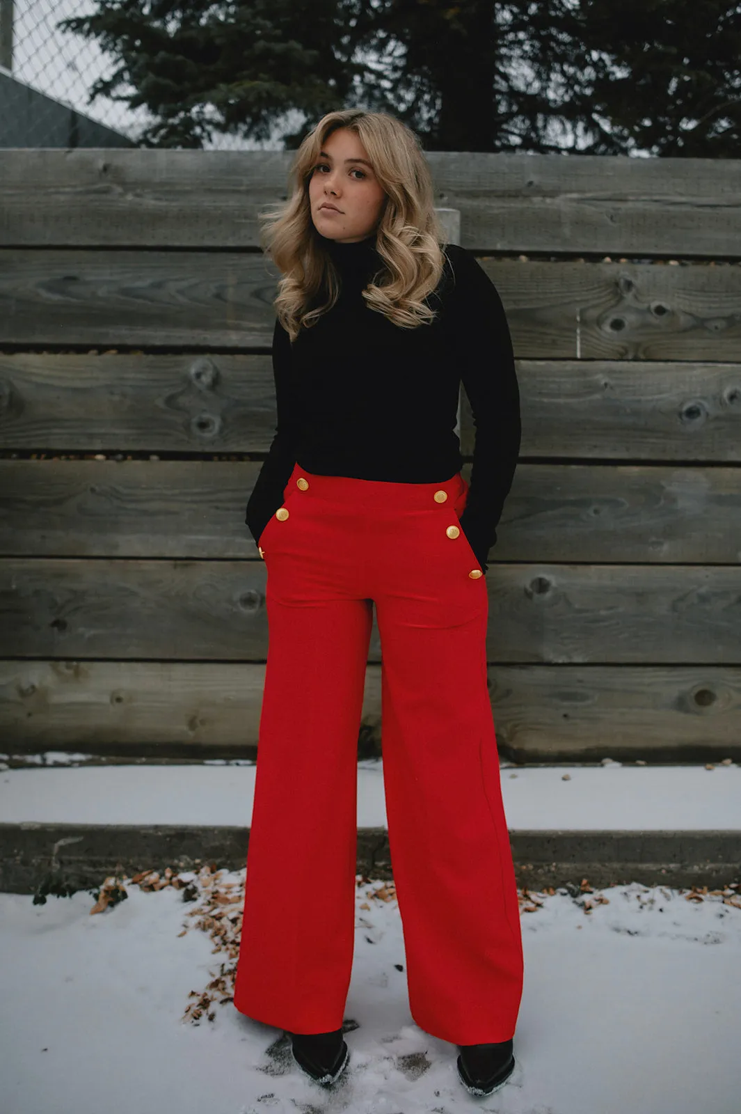 The Danta Button Trouser - Holiday Red