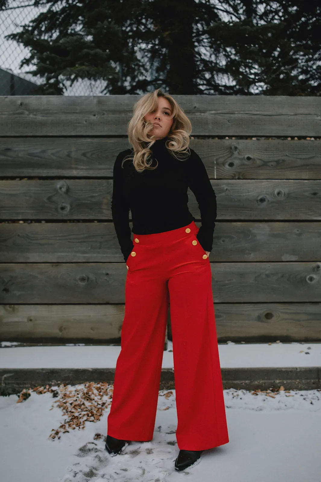 The Danta Button Trouser - Holiday Red