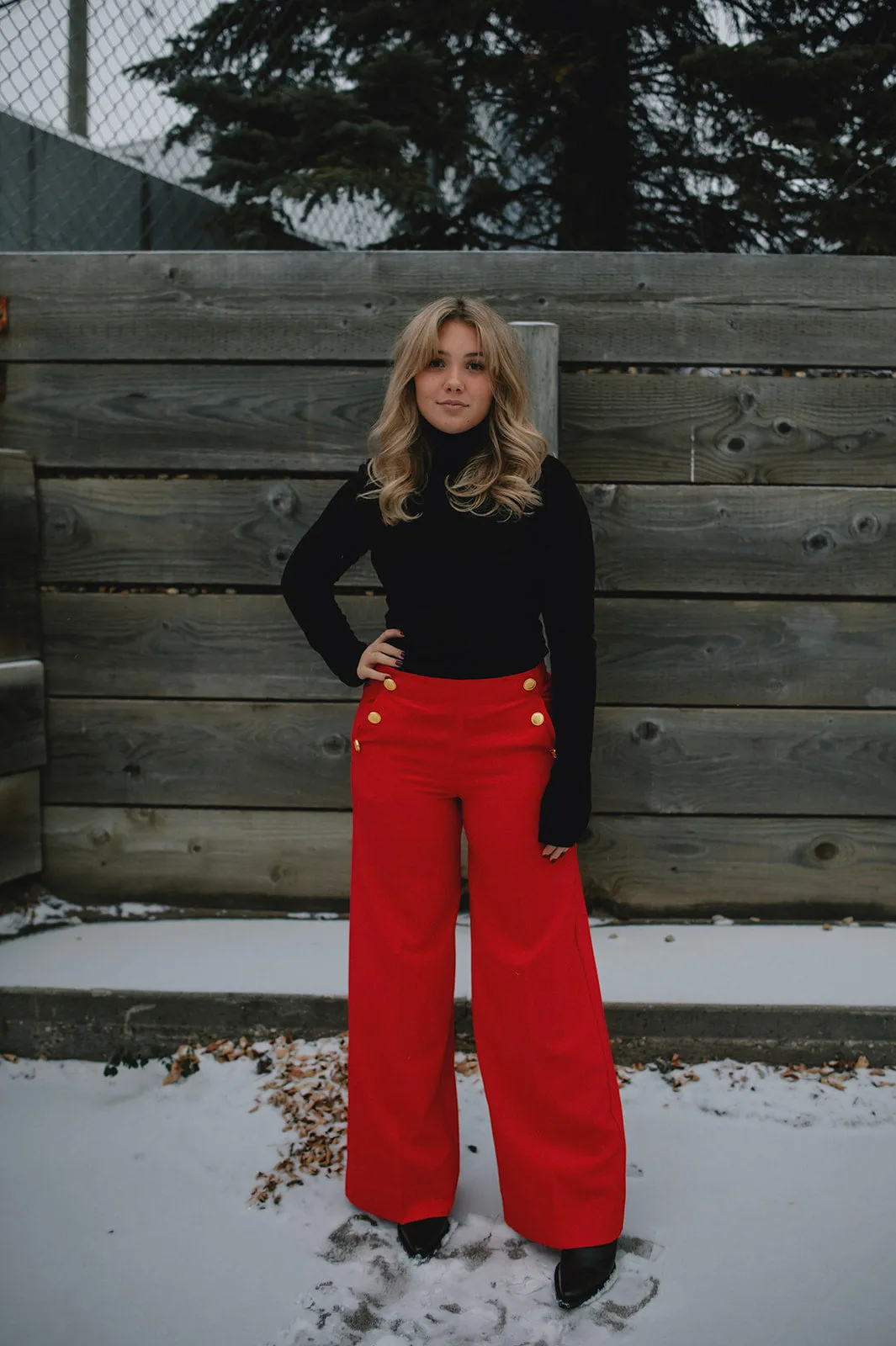 The Danta Button Trouser - Holiday Red