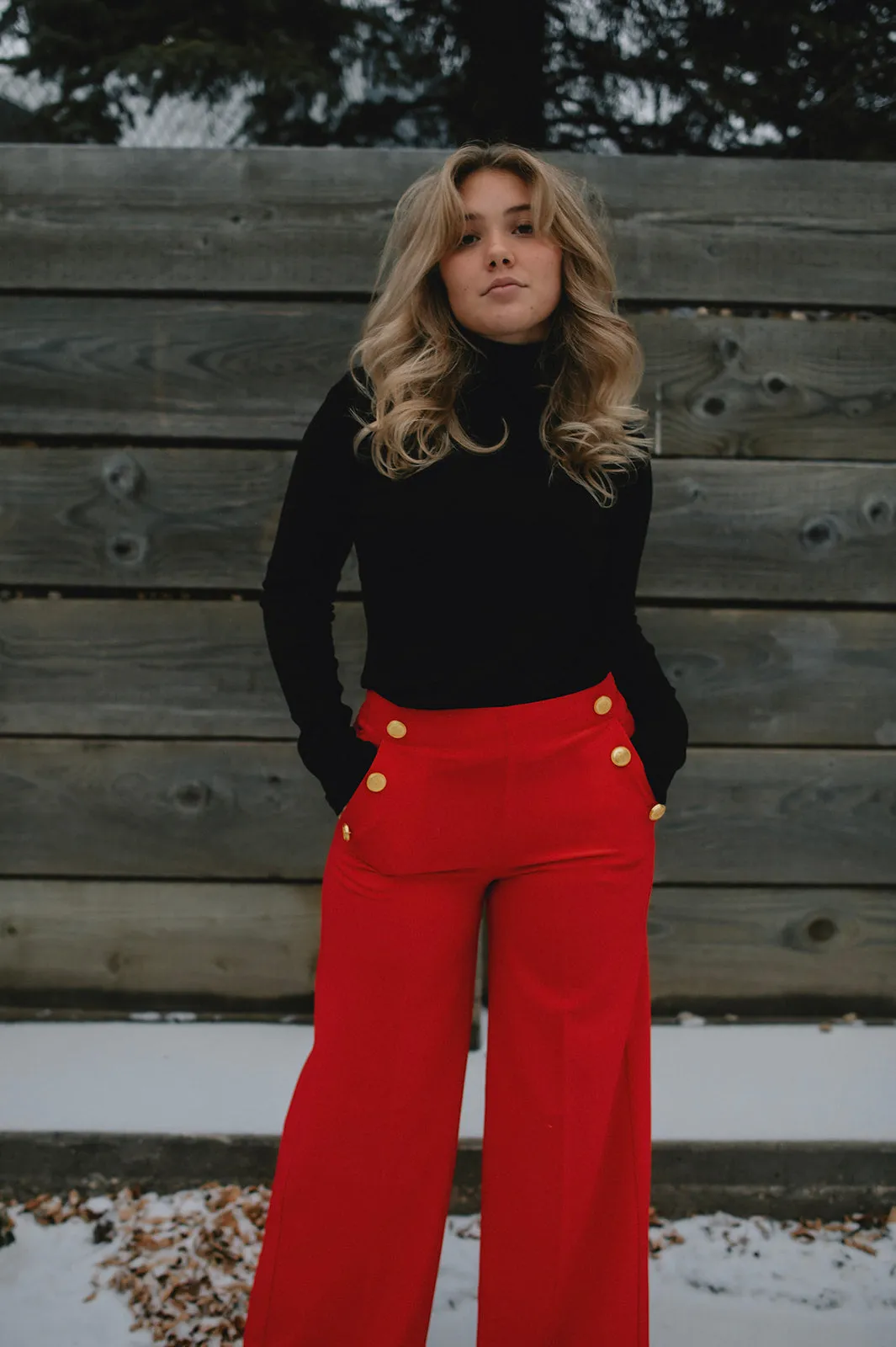 The Danta Button Trouser - Holiday Red