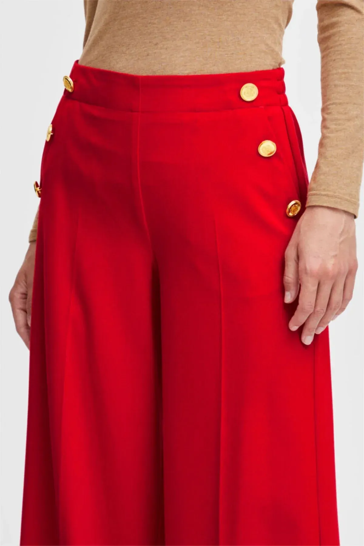 The Danta Button Trouser - Holiday Red