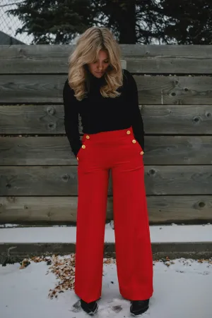 The Danta Button Trouser - Holiday Red