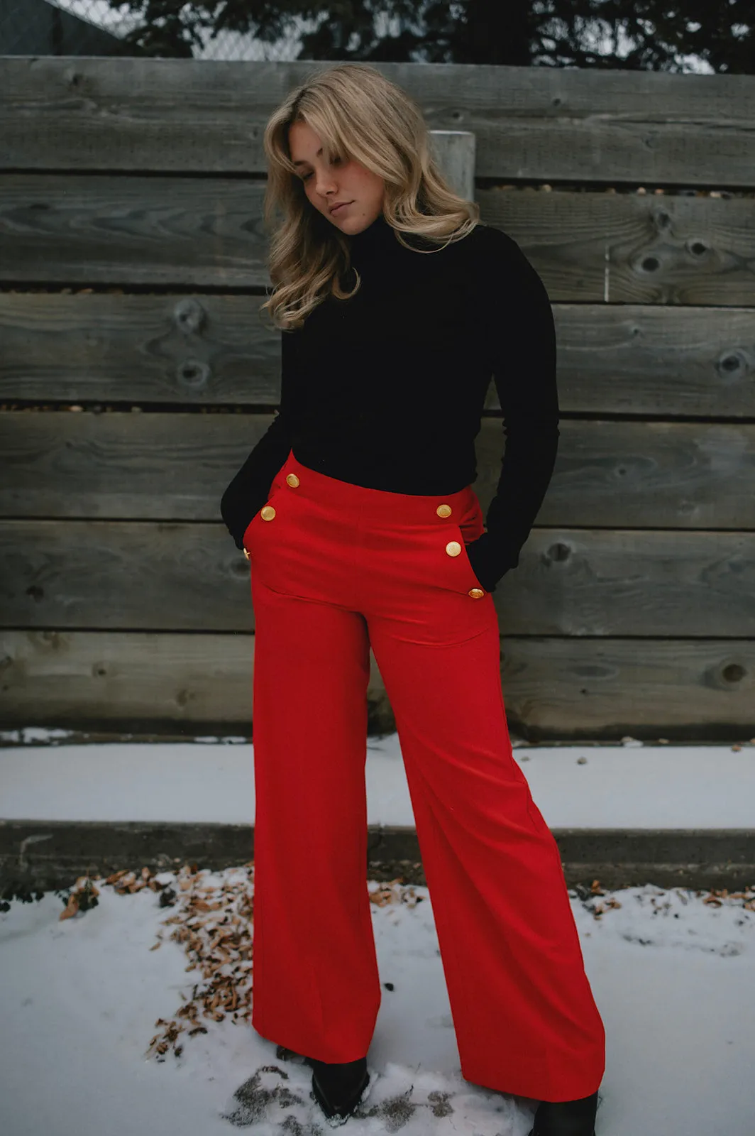 The Danta Button Trouser - Holiday Red