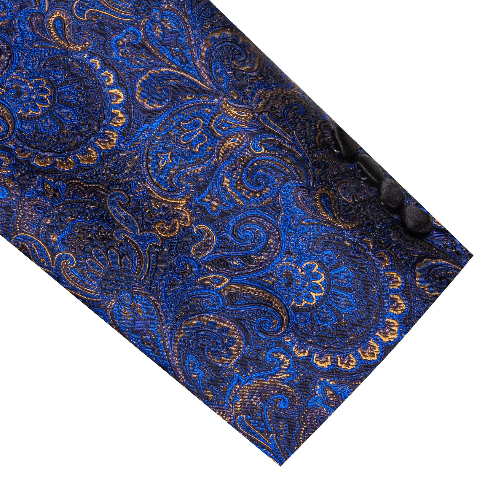 Ties2you Men's Suit Blue Gold Paisley Notched Collar Suit For Party