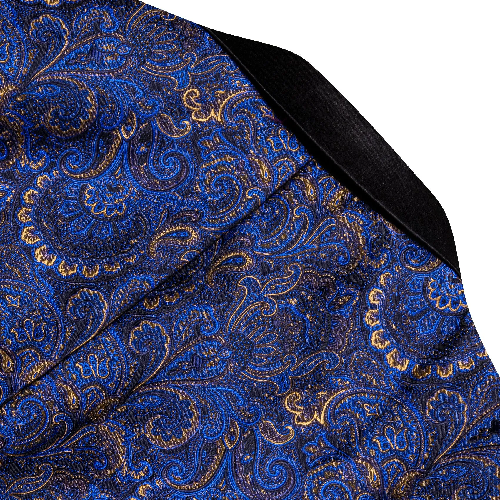 Ties2you Men's Suit Blue Gold Paisley Notched Collar Suit For Party