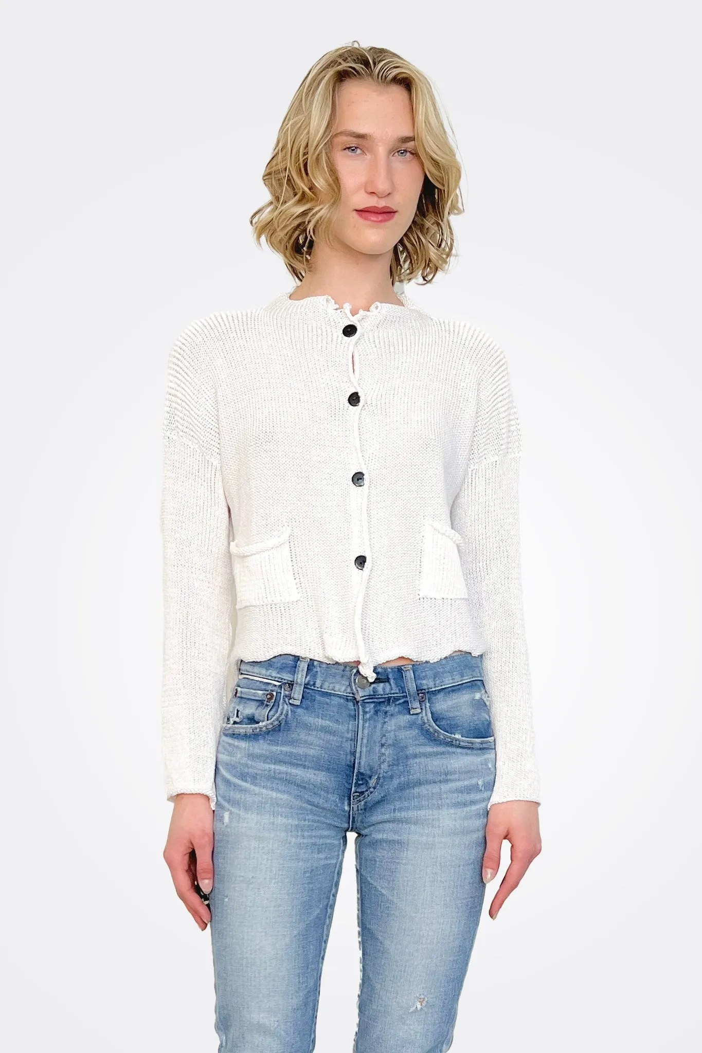 Tiger Crop Cardigan - White