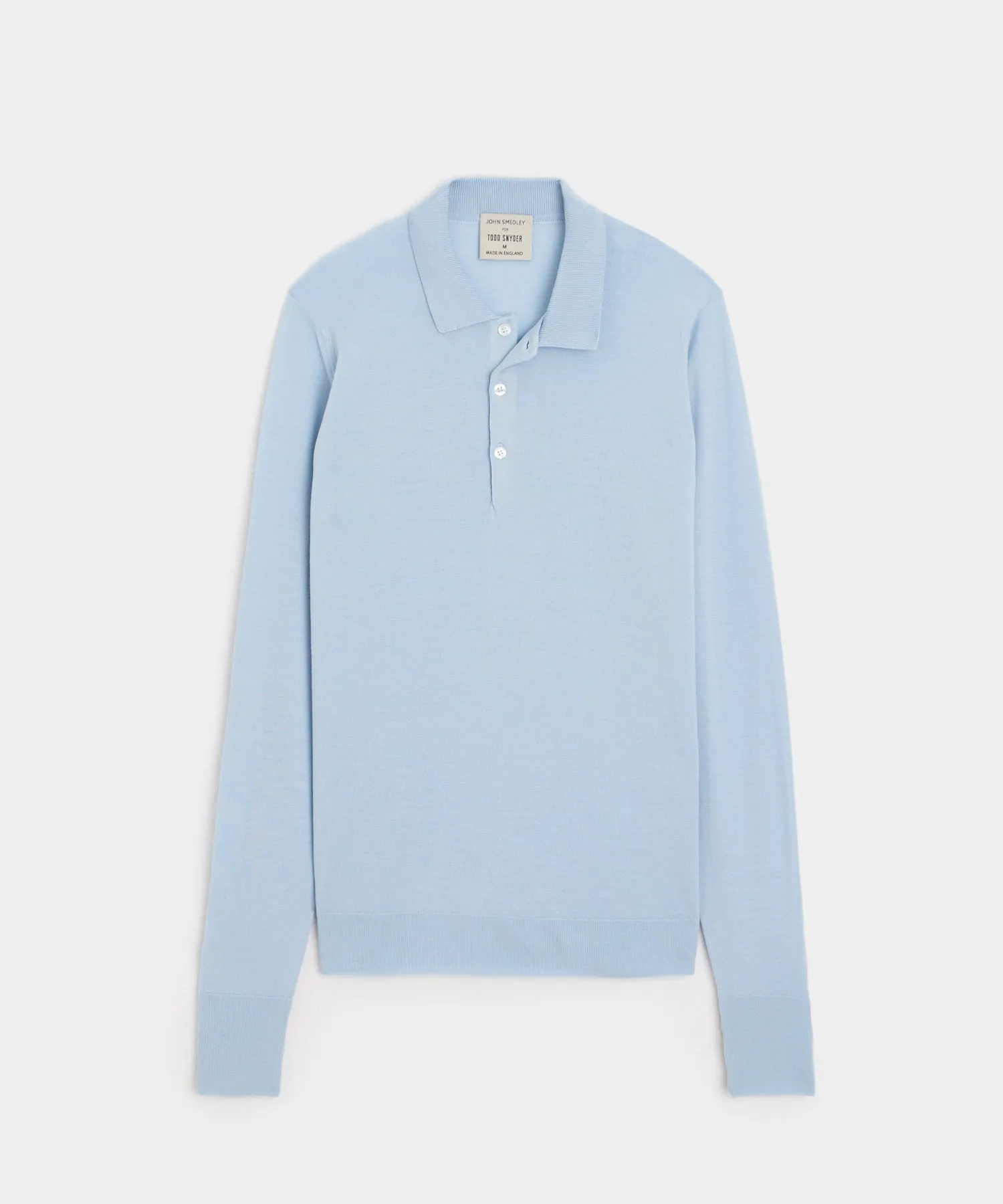 Todd Snyder x John Smedley Long Sleeve Polo in Blue Haze