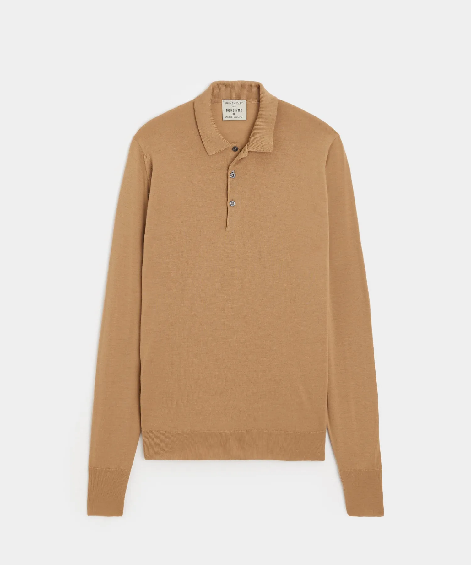 Todd Snyder x John Smedley Long Sleeve Polo in Nutmeg