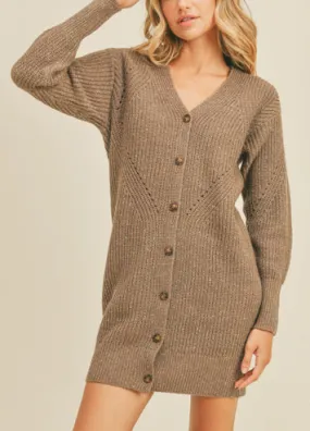 Toffee Button Down Sweater Dress